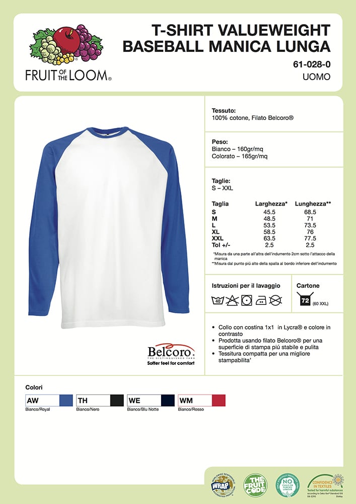 Maglietta Uomo Baseball ML Fruit Of The Loom - Foto 10