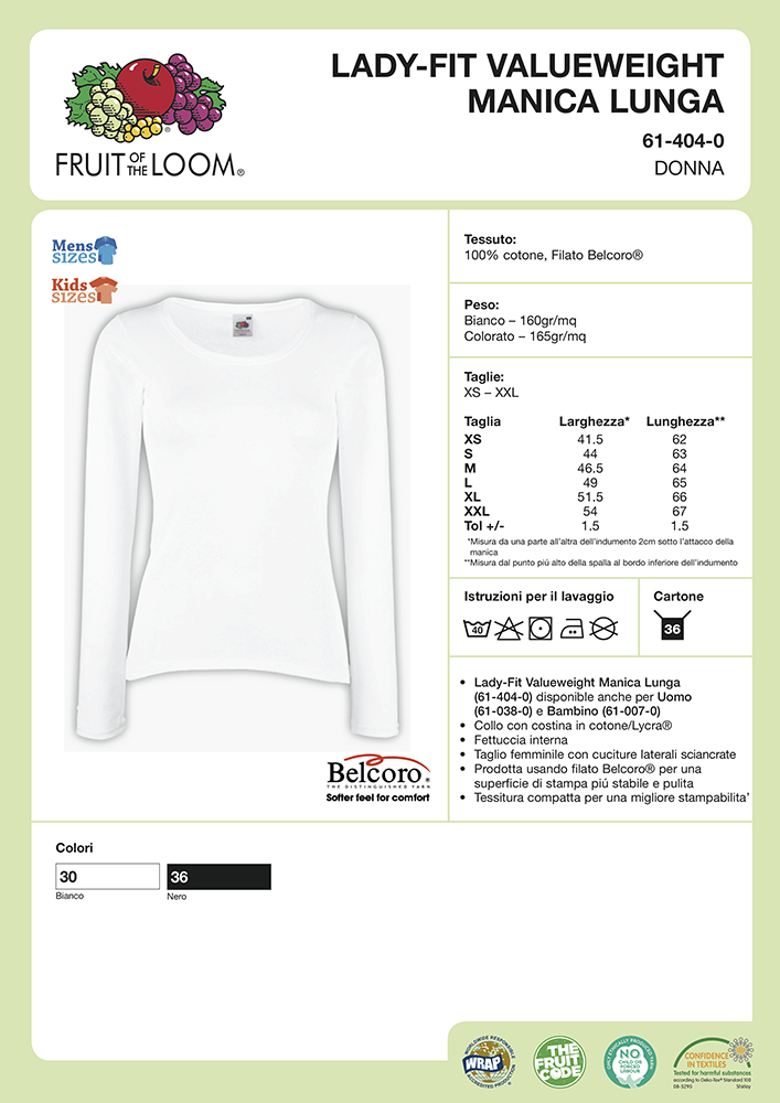 T-shirt Donna Manica Lunga Elasticizzata Collo V Stedman ST9720