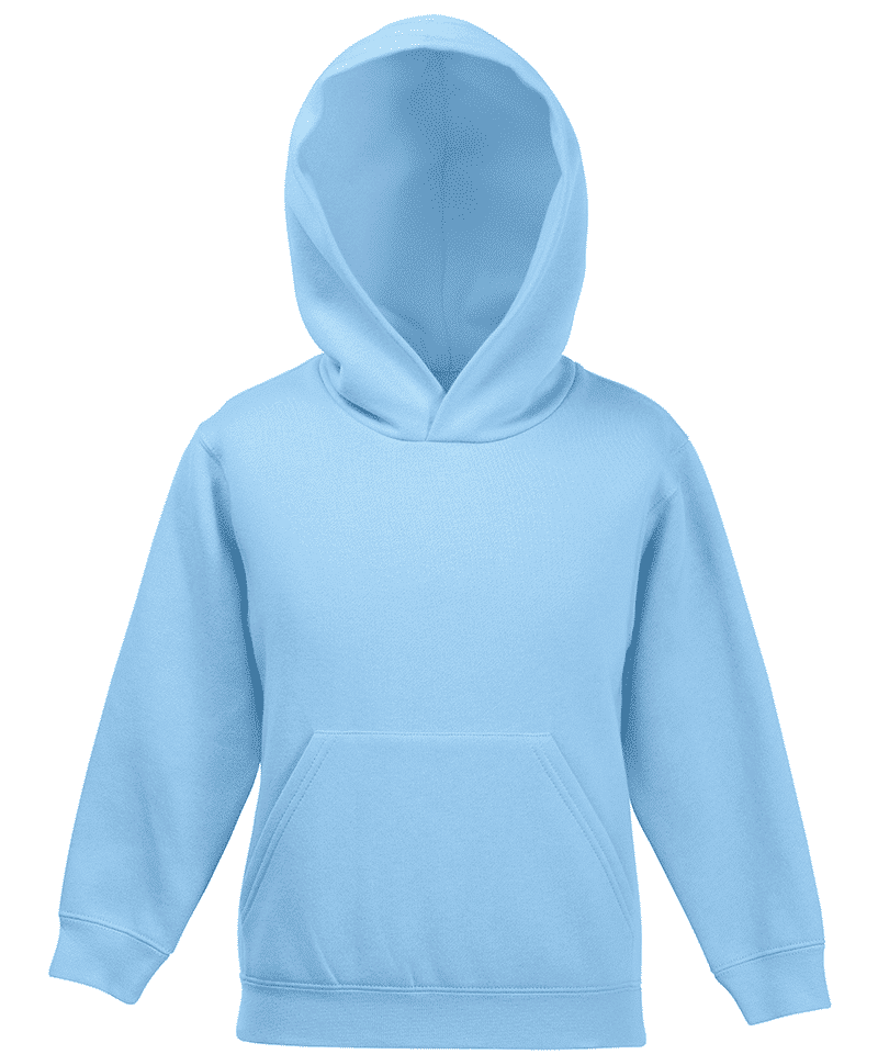 Felpa Bambino Cappuccio Premium Fruit of the Loom FR620370 14 Felpa Bambino Cappuccio Tasca a Marsupio Premium Fruit of the Loom FR620370 Azzurro Cielo