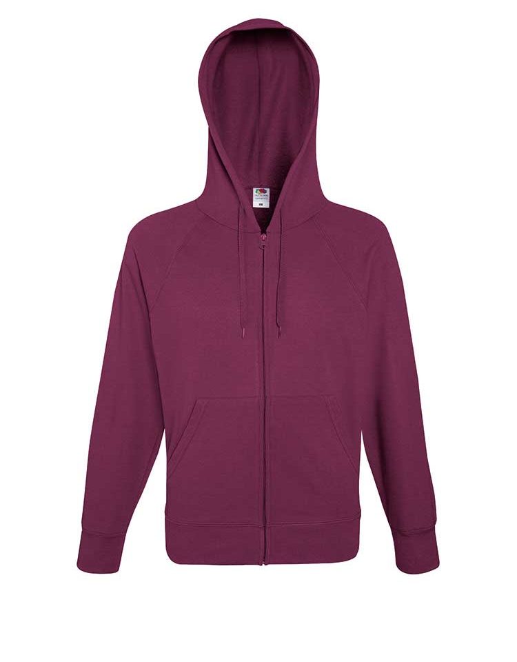 Felpa Uomo Cappuccio Zip e Tasche Leggera Fruit of the Loom FR621440 17 Felpa Uomo Cappuccio Zip e Tasche Leggera Fruit of the Loom FR621440 bordeaux