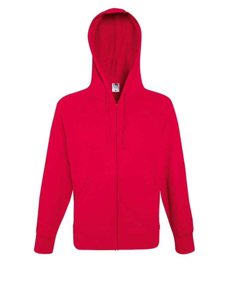 Felpa Uomo Cappuccio Zip e Tasche Leggera Fruit of the Loom FR621440 rosso