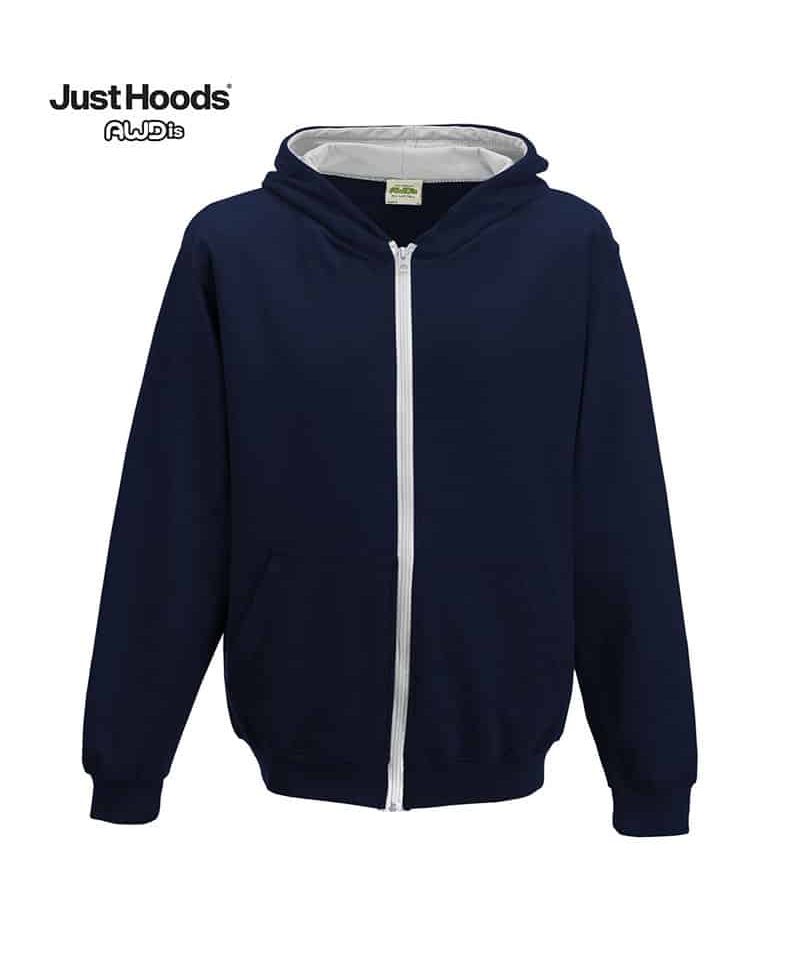 Felpa-bambino-con-cappuccio-e-zip-intera-Just-Hoods-JH053J-blu-navy