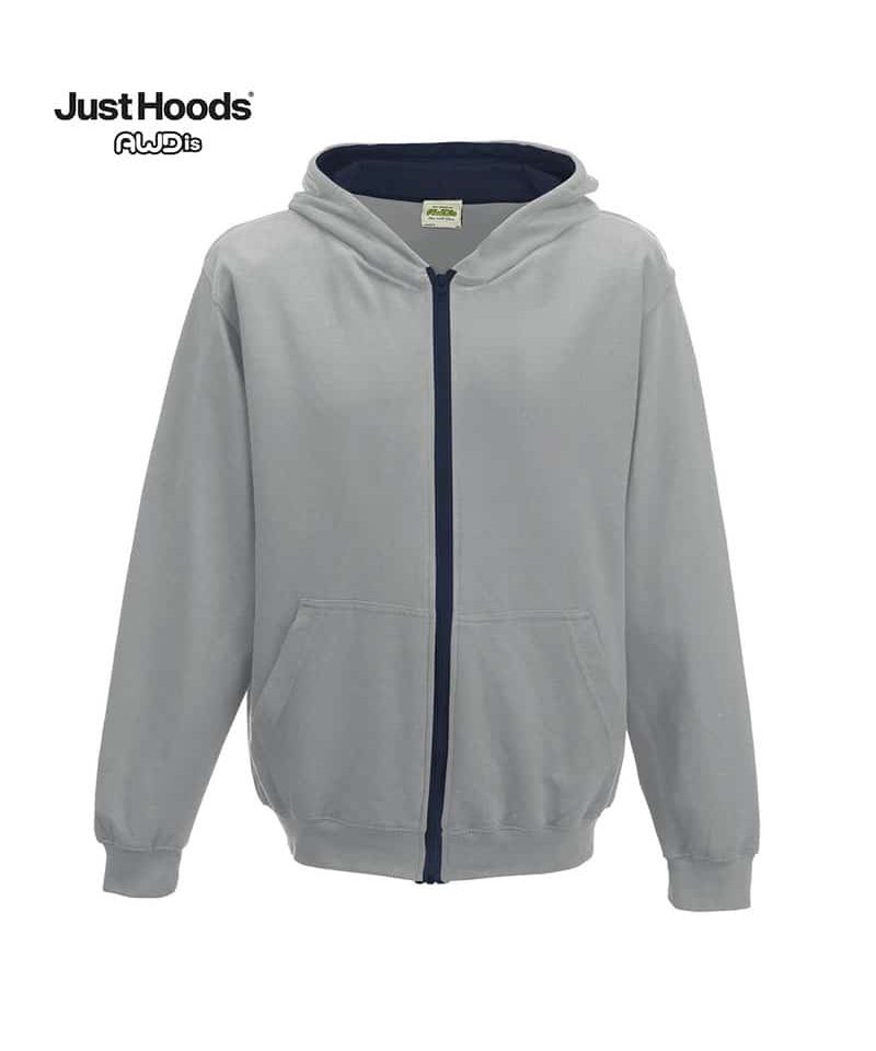 Felpa-bambino-con-cappuccio-e-zip-intera-Just-Hoods-JH053J-grigio