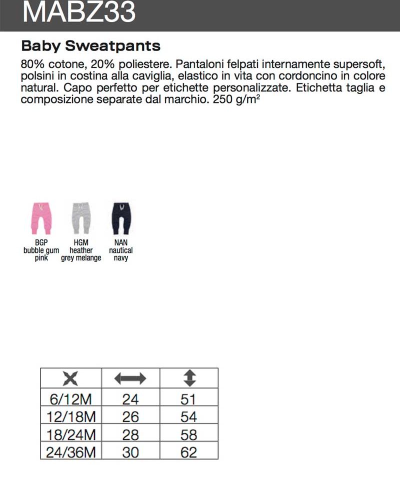 Pantalone Baby Neonato Felpato Mantis MABZ33 8 Pantalone-Baby-Neonato-Felpato-MABZ33-scheda tecnica