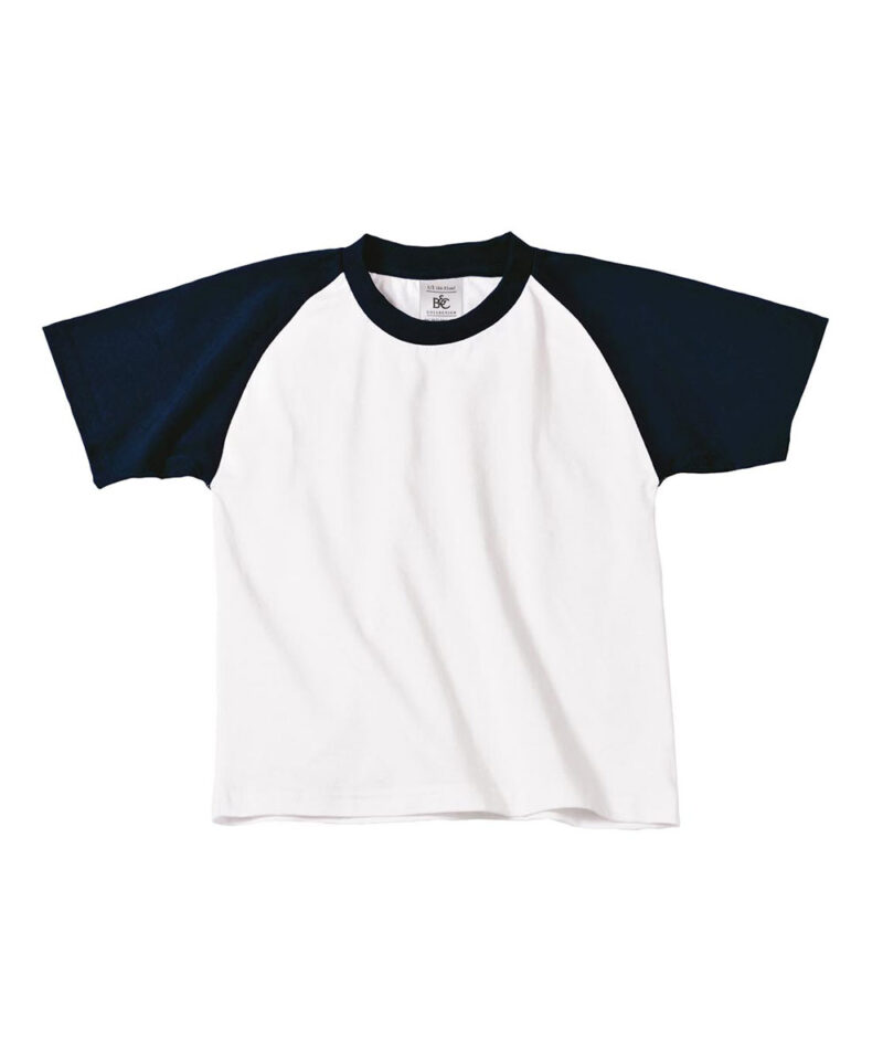 T-shirt Baseball Bambino Bicolore BC Collection BCTK350 Bianco Blu Notte