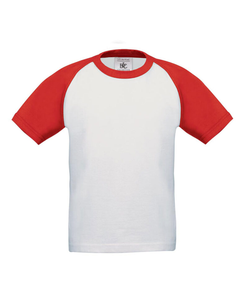 T-shirt Baseball Bambino Bicolore BC Collection BCTK350 Bianco Rosso