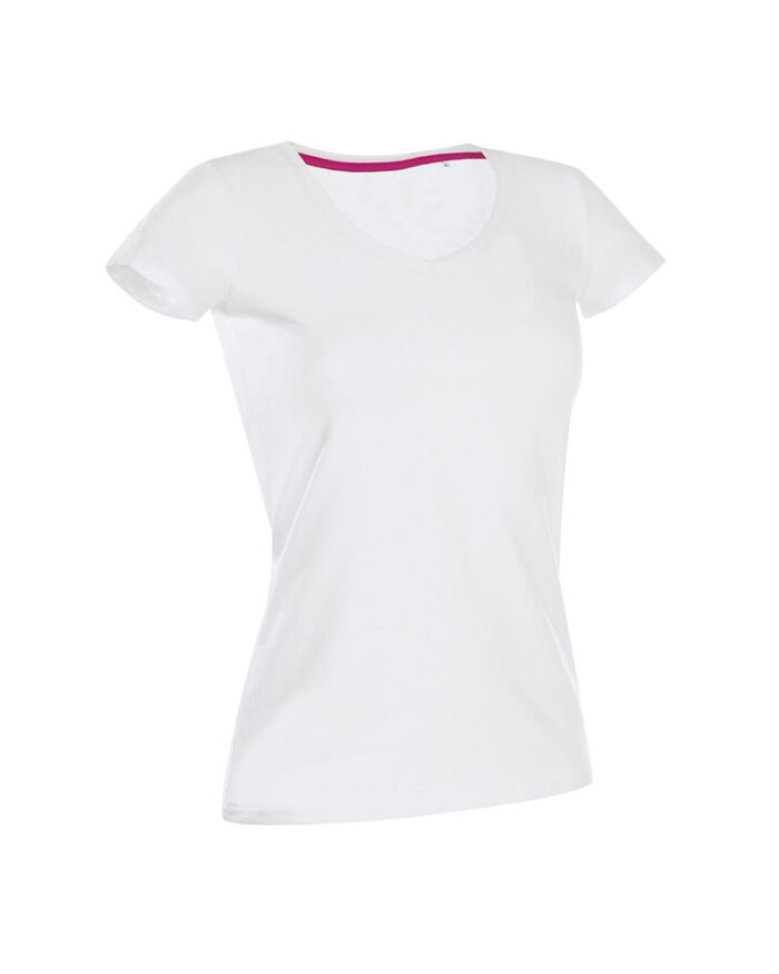 T-shirt-Donna-Elasticizzata-collo-V-Stedman-ST9710-bianco