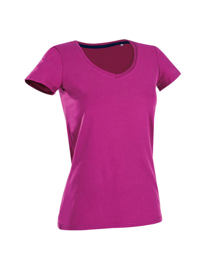 T-shirt-Donna-Elasticizzata-collo-V-Stedman-ST9710-fucsia