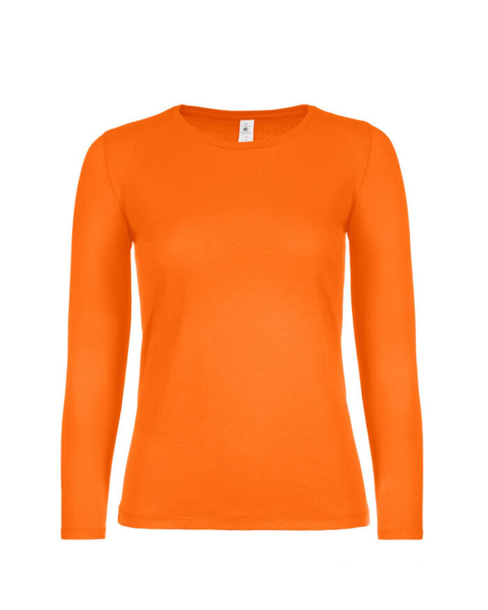T-shirt-Donna-Manica-Lunga-Girocollo-B&C-Collection-BCTW06T-arancio