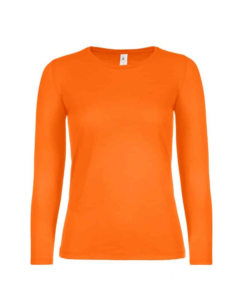 T-shirt-Donna-Manica-Lunga-Girocollo-B&C-Collection-BCTW06T-arancio