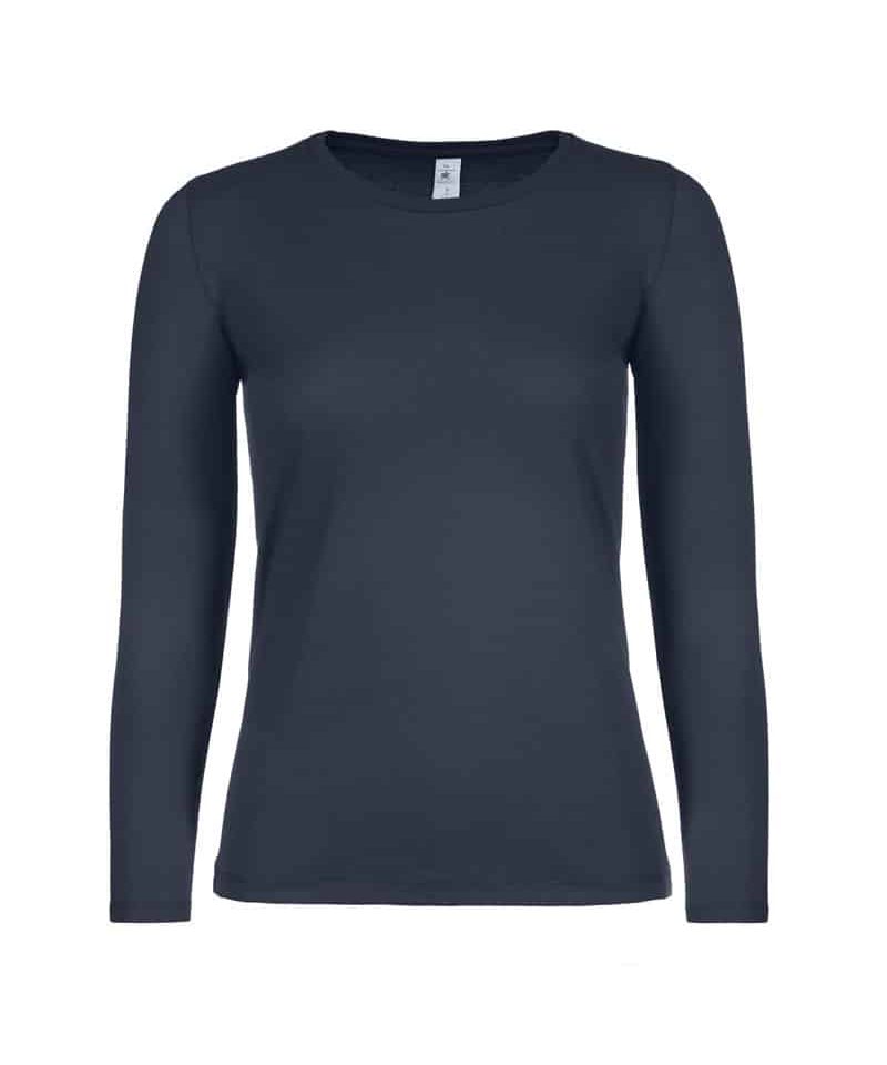 T-shirt-Donna-Manica-Lunga-Girocollo-B&C-Collection-BCTW06T-blu-navy