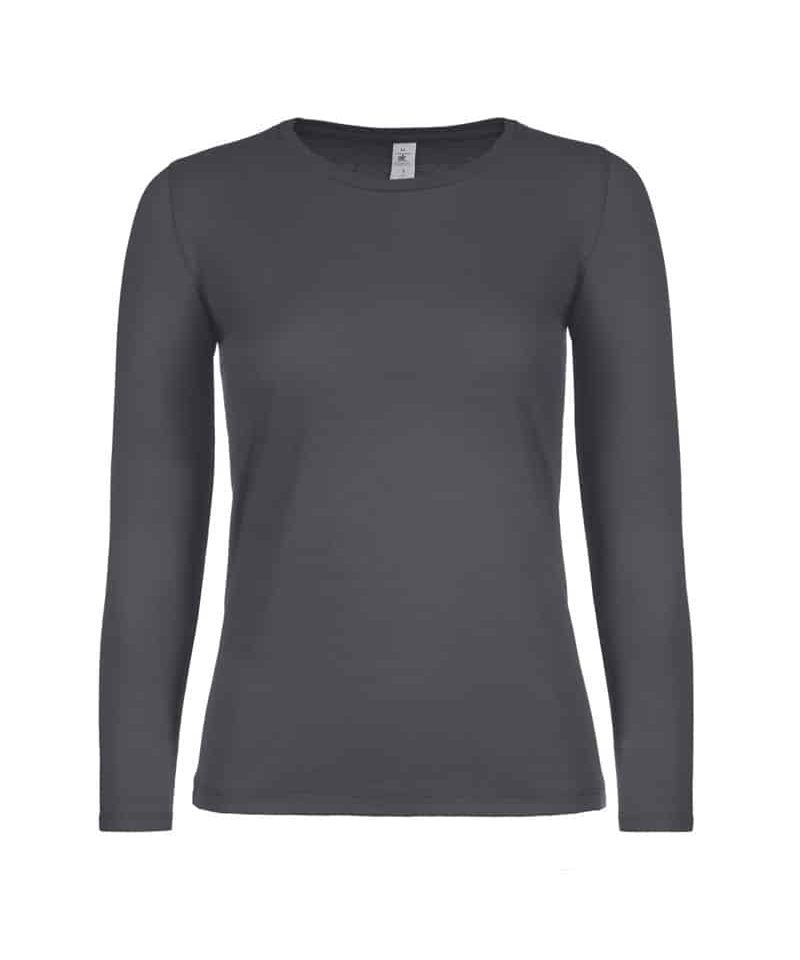 T-shirt-Donna-Manica-Lunga-Girocollo-B&C-Collection-BCTW06T-grigio-scuro