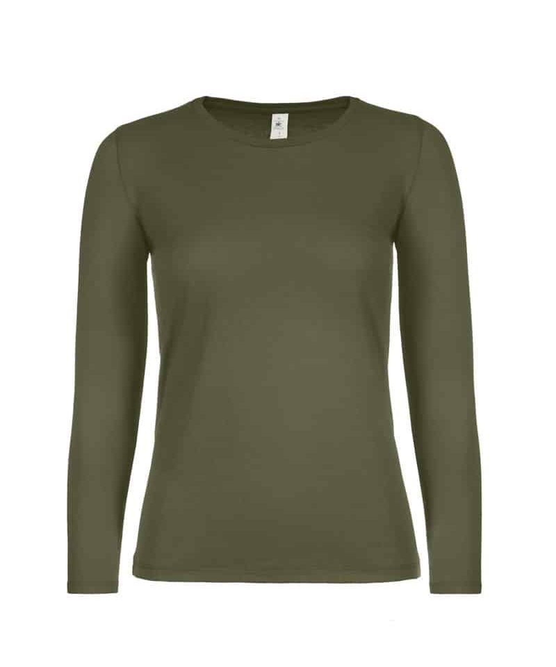 T-shirt-Donna-Manica-Lunga-Girocollo-B&C-Collection-BCTW06T-khaki