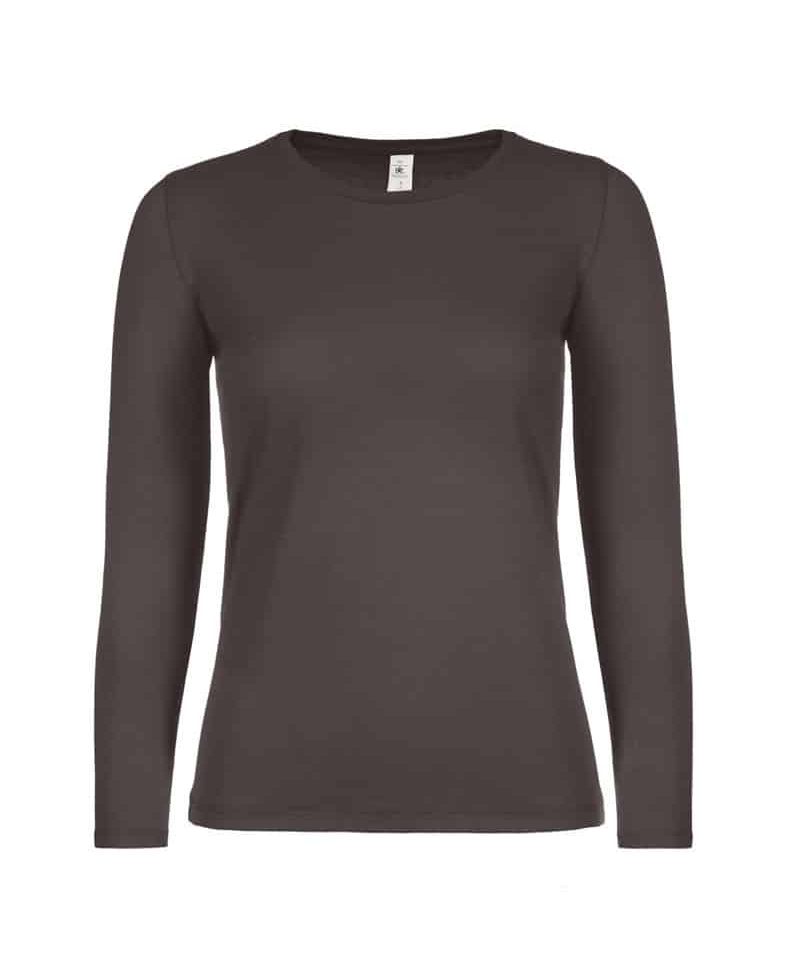T-shirt-Donna-Manica-Lunga-Girocollo-B&C-Collection-BCTW06T-marrone