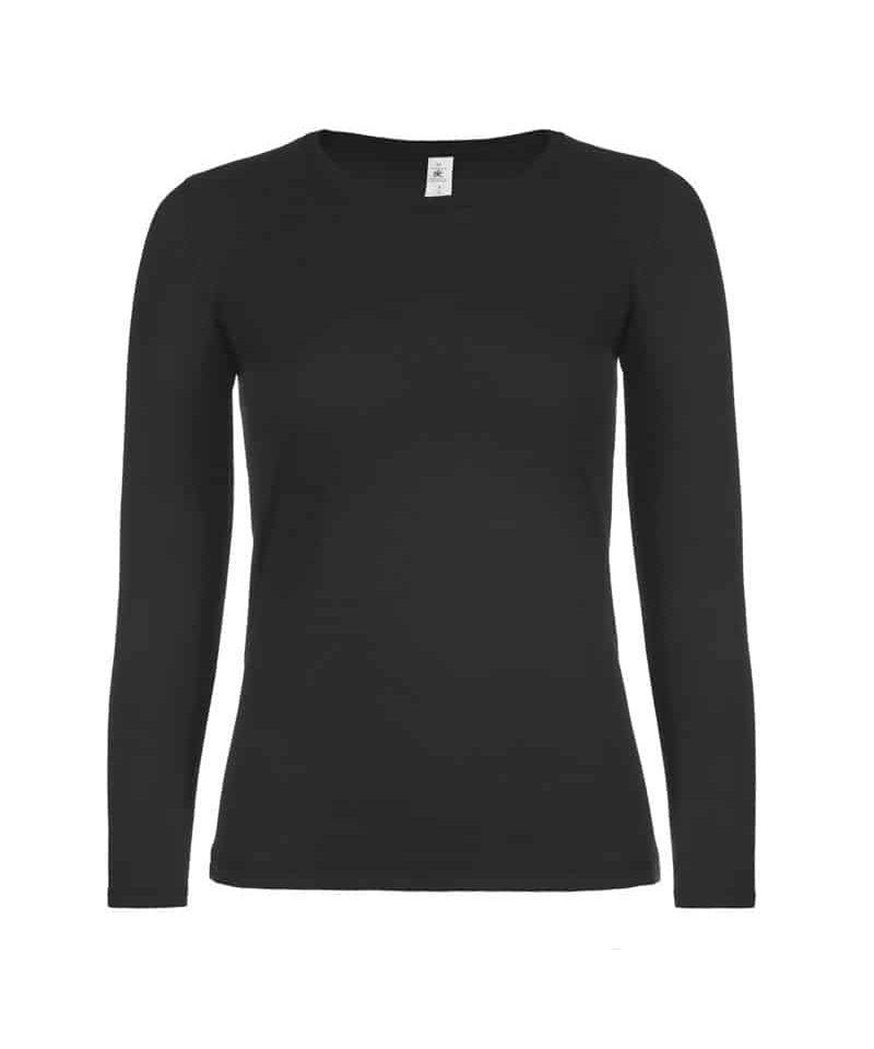 T-shirt-Donna-Manica-Lunga-Girocollo-B&C-Collection-BCTW06T-nero