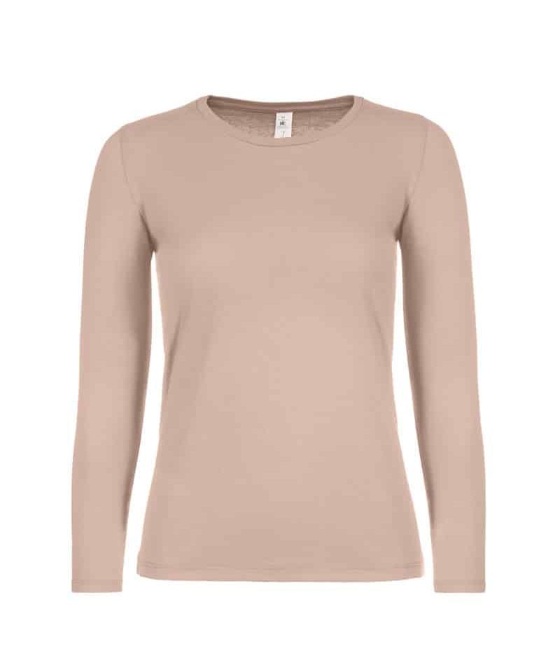 T-shirt-Donna-Manica-Lunga-Girocollo-B&C-Collection-BCTW06T-rosa