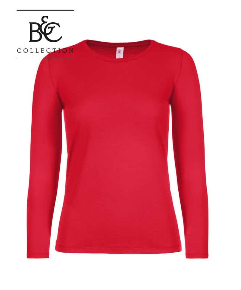 T-shirt-Donna-Manica-Lunga-Girocollo-B&C-Collection-BCTW06T-rosso