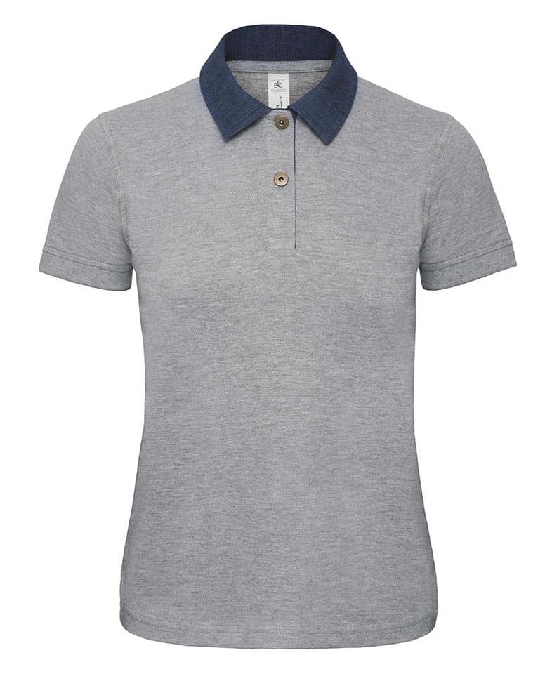 Polo Donna Manica Corta Collo Jeans BC Collection BCPWD31 7 Polo Donna Manica Corta Collo Jeans BC Collection BCPWD31 grigio melange