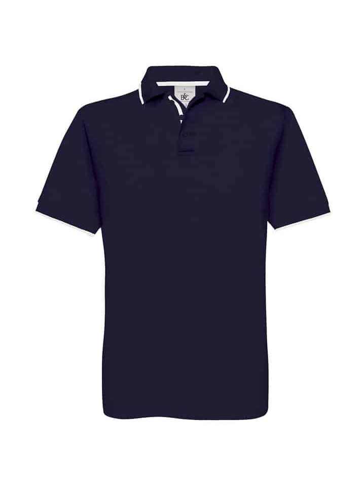 Polo-Uomo-Manica-Corta-Riga-al-Collo-Safran-Sport-BCPU413-Blu-Navy-Bianco