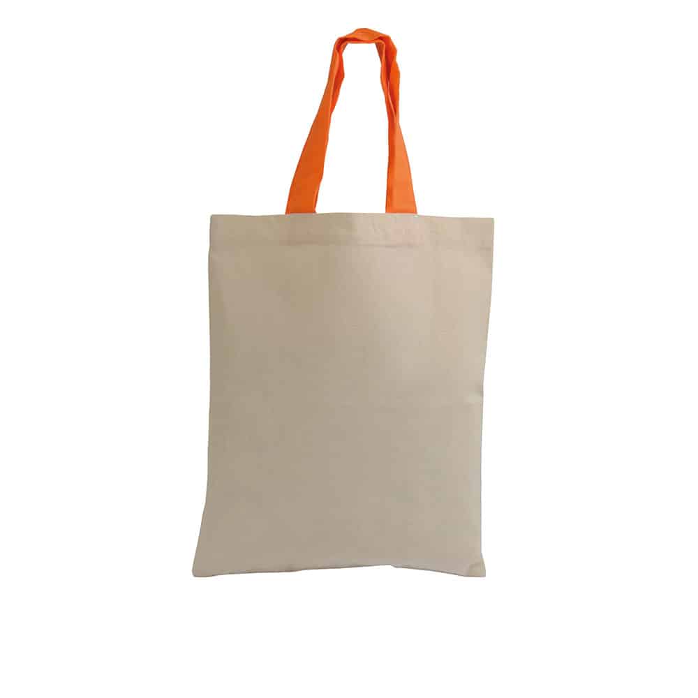 Shopper in cotone Naturale Piccola con manici corti colorati 16123 naturale:arancio