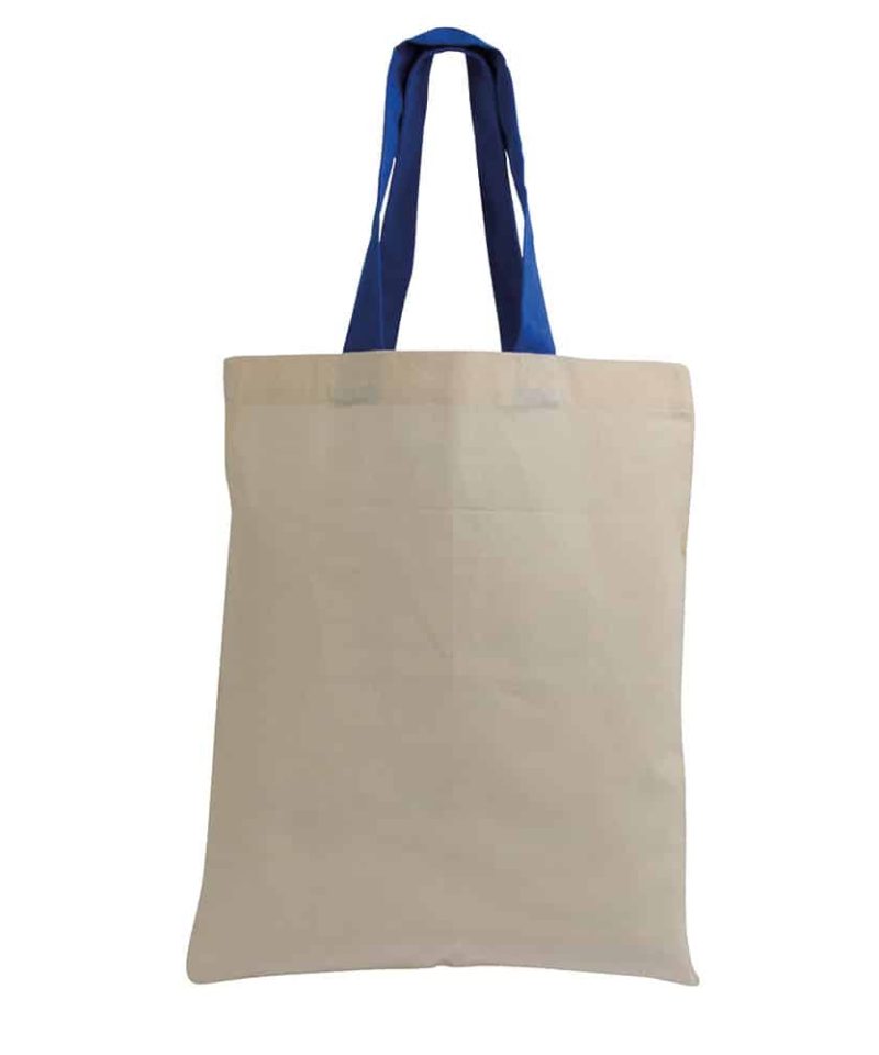 Shopper in cotone Naturale Piccola con manici corti colorati 16123 naturale:blu