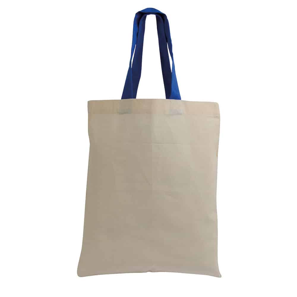 Shopper in cotone Naturale Piccola con manici corti colorati 16123 naturale:blu