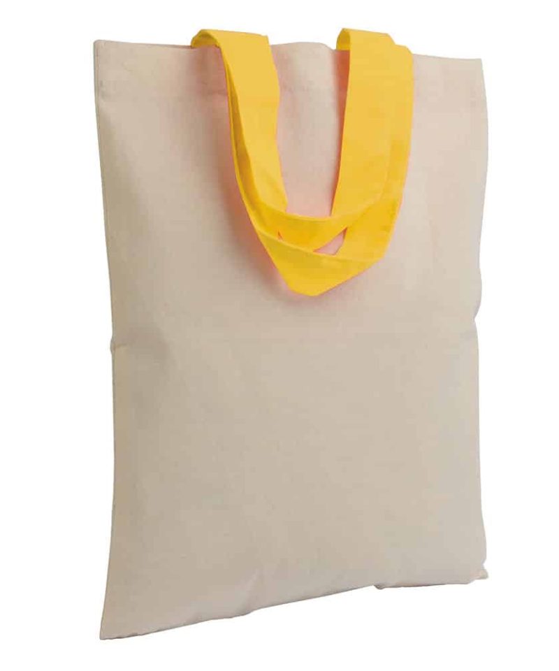 Shopper in cotone Naturale Piccola con manici corti colorati 16123 naturale:giallo