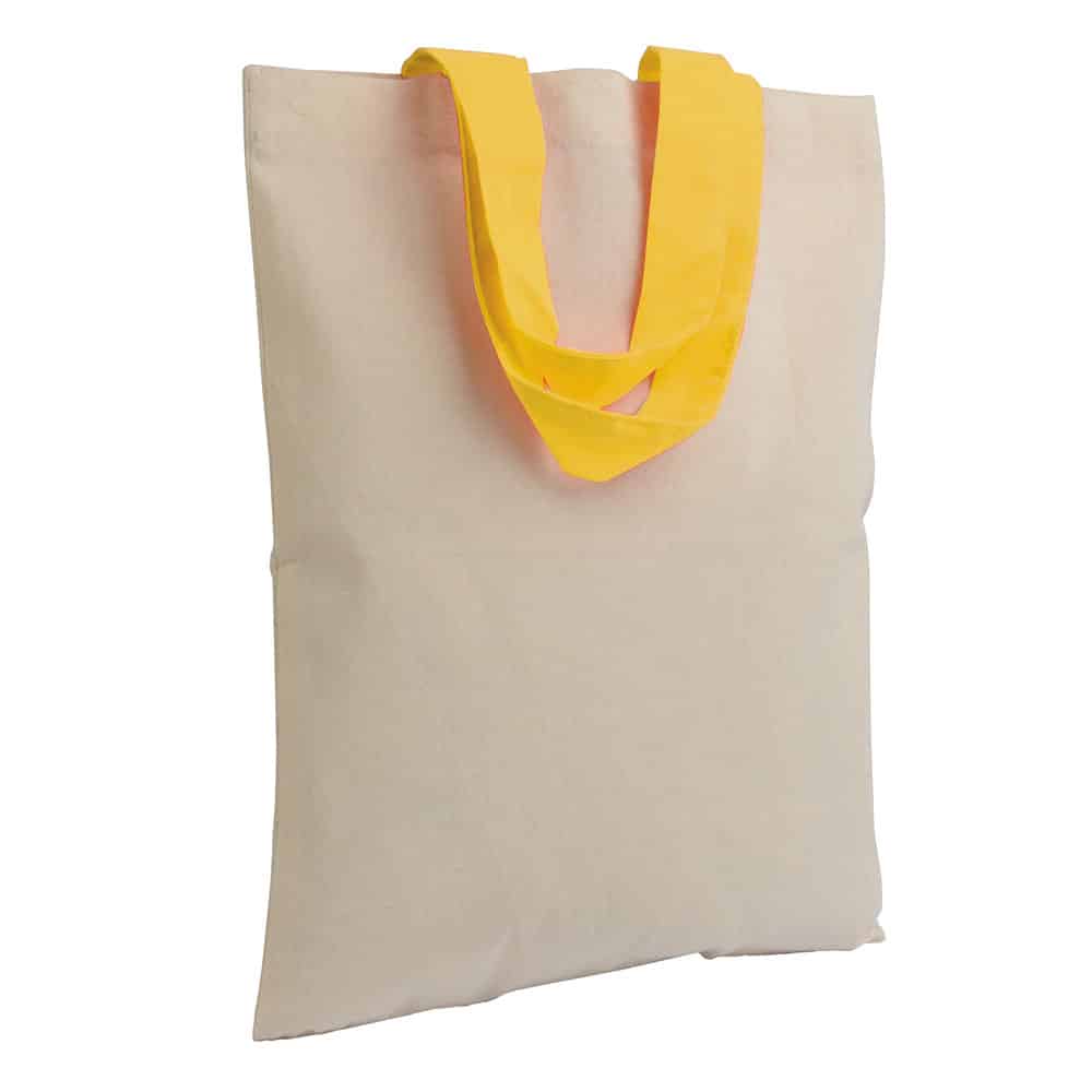 Shopper in cotone Naturale Piccola con manici corti colorati 16123 naturale:giallo