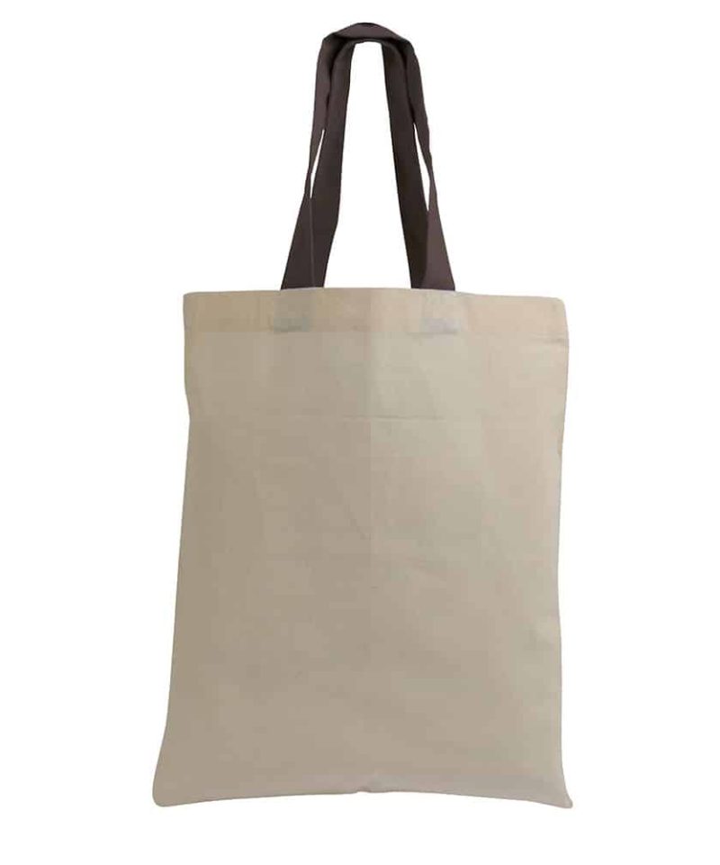 Shopper in cotone Naturale Piccola con manici corti colorati 16123 naturale:nero