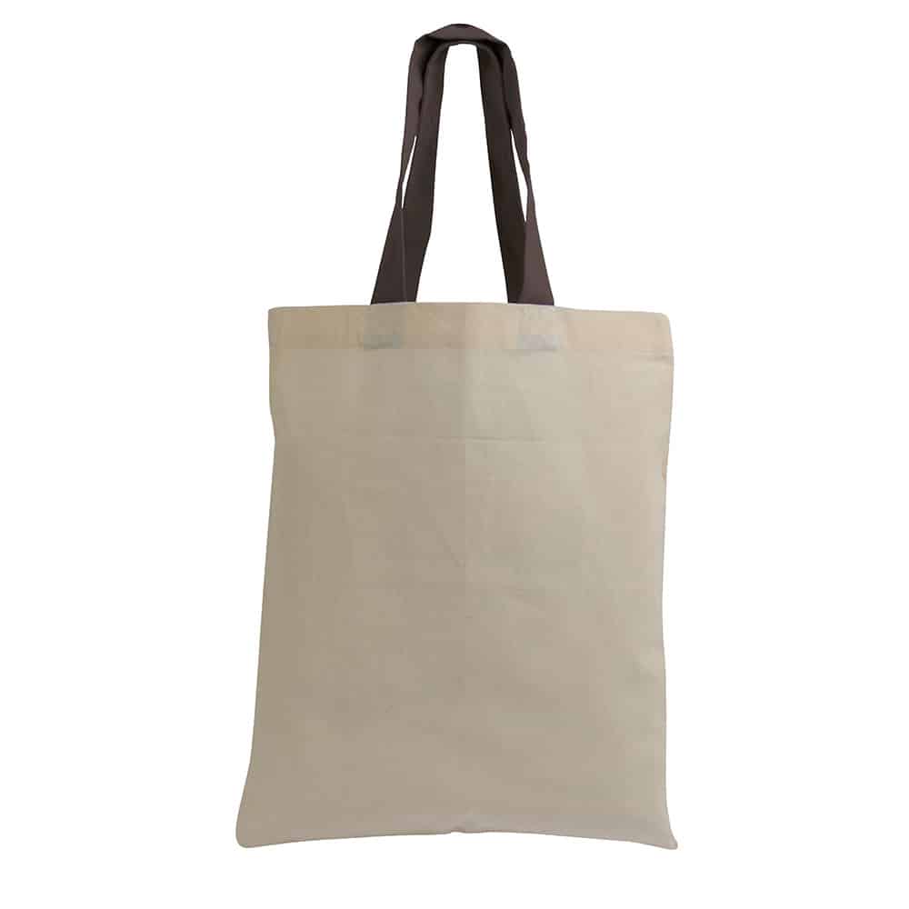 Shopper in cotone Naturale Piccola con manici corti colorati 16123 naturale:nero