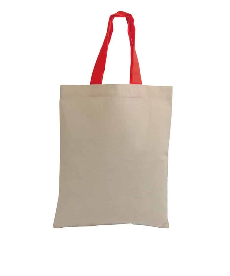 Shopper in cotone Naturale Piccola con manici corti colorati 16123 naturale:rosso