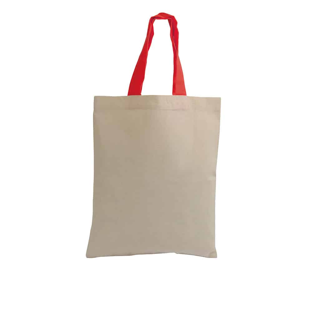 Shopper in cotone Naturale Piccola con manici corti colorati 16123 naturale:rosso