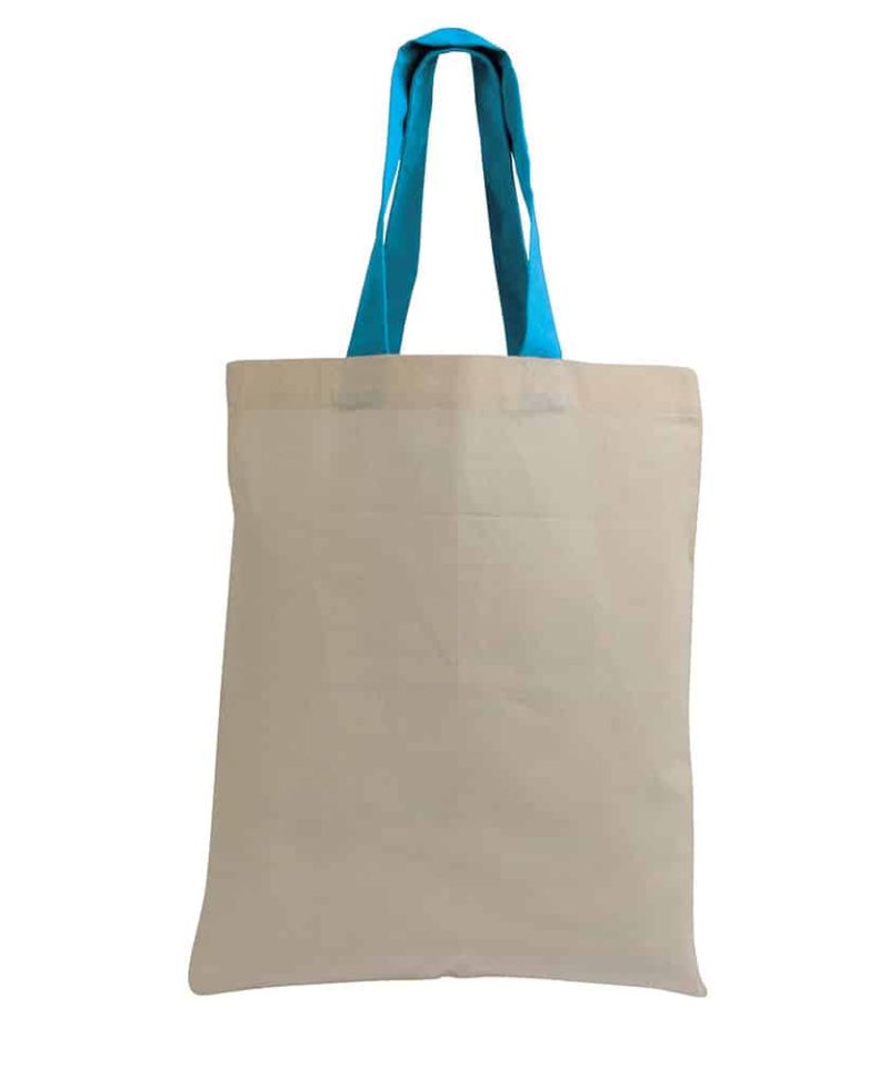 Shopper in cotone Naturale Piccola con manici corti colorati 16123 naturale:turchese