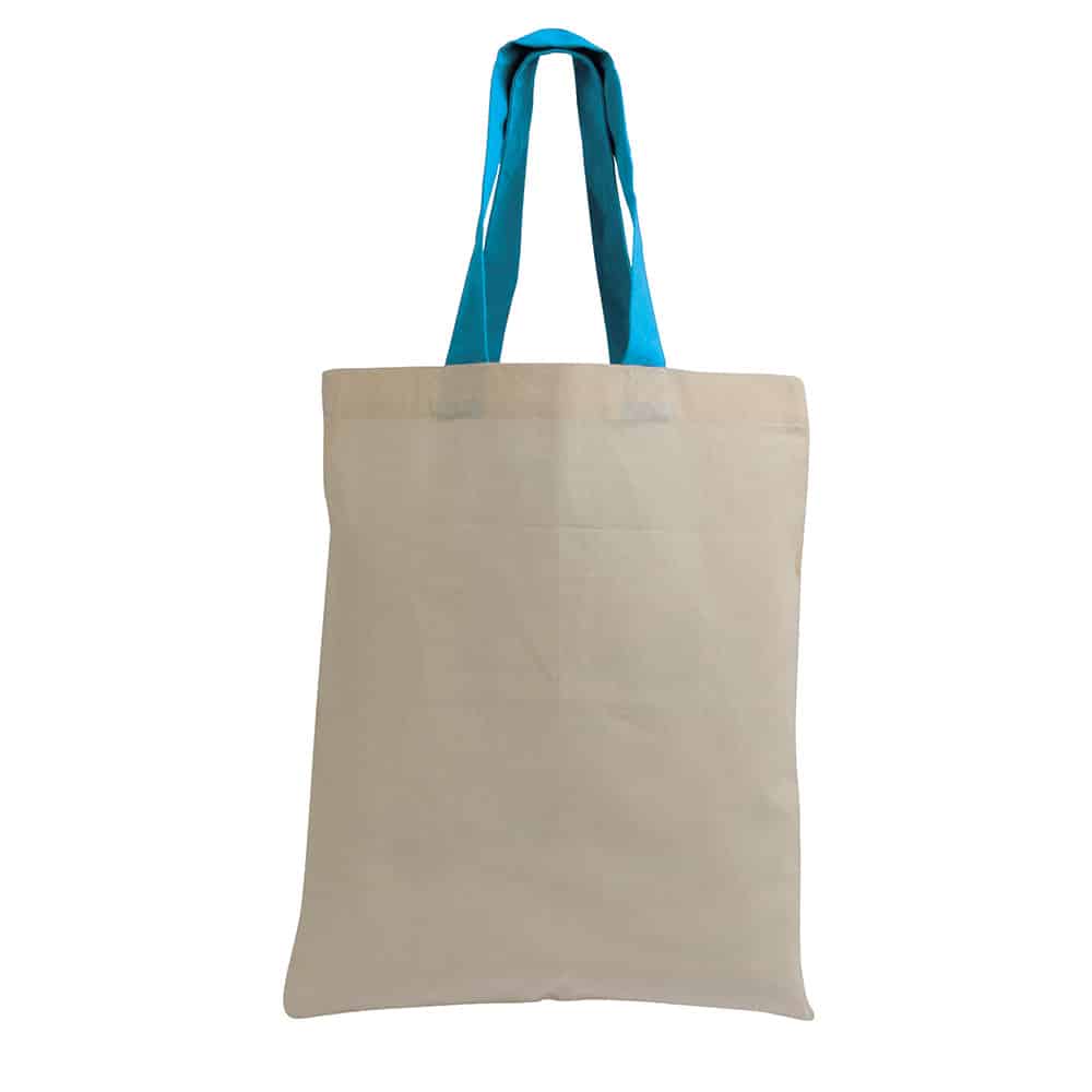 Shopper in cotone Naturale Piccola con manici corti colorati 16123 naturale:turchese