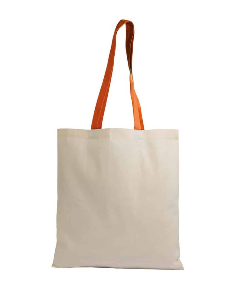 Shopper in cotone Naturale manici Lunghi colorati 16122 17 Shopper in cotone Naturale con manici colorati 16122 naturale:arancio