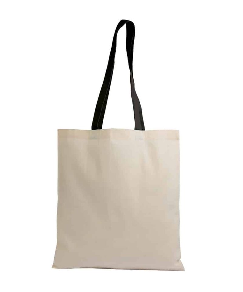 Shopper in cotone Naturale manici Lunghi colorati 16122 13 Shopper in cotone Naturale con manici colorati 16122 naturale:nero