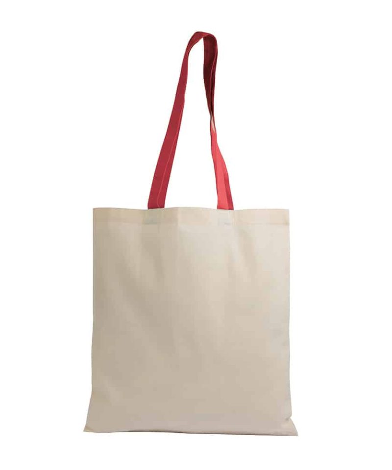 Shopper in cotone Naturale manici Lunghi colorati 16122 12 Shopper in cotone Naturale con manici colorati 16122 naturale:rosso
