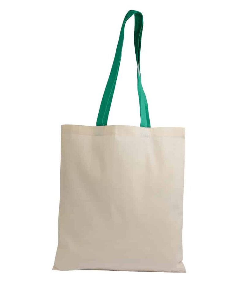 Shopper in cotone Naturale manici Lunghi colorati 16122 11 Shopper in cotone Naturale con manici colorati 16122 naturale:verde