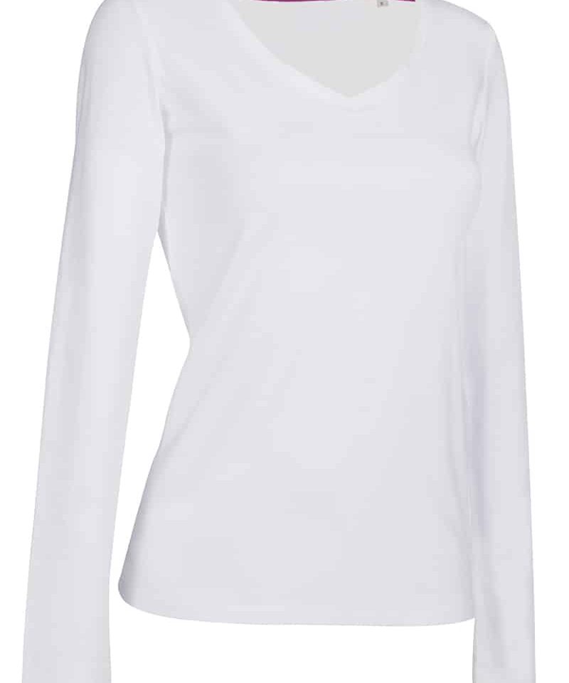 T-shirt Donna Manica Lunga Elasticizzata Collo V Stedman ST9720 8 T-shirt Donna Manica Lunga Elasticizzata Collo V Stedman ST9720 bianco b