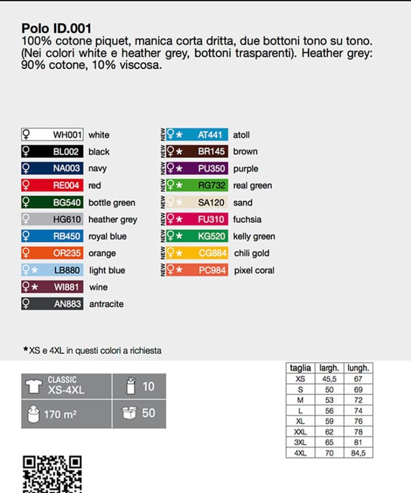 Polo Uomo Basic Manica Corta BC Collection BCID001 44 Polo Uomo manica Corta B&C BCID001 Scheda-tecnica