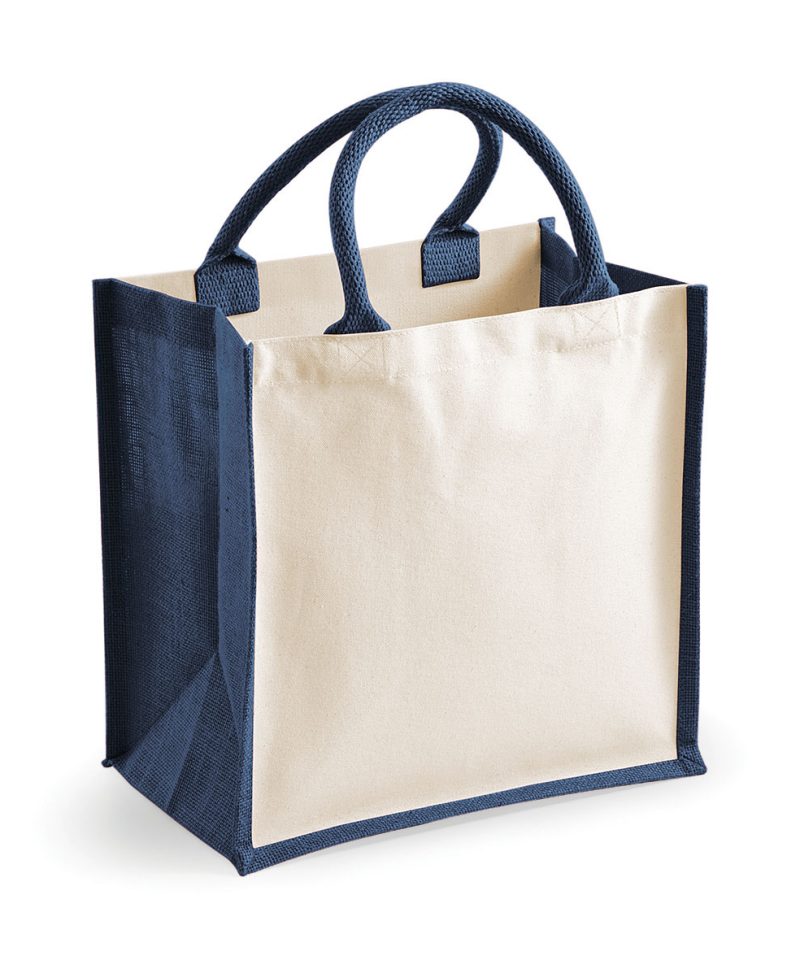 Shopper Bicolore in Juta 30x30x19cm Westford Mill W421 17 Shopper Bicolore in Juta 30x30x19cm Westford Mill W421 blu