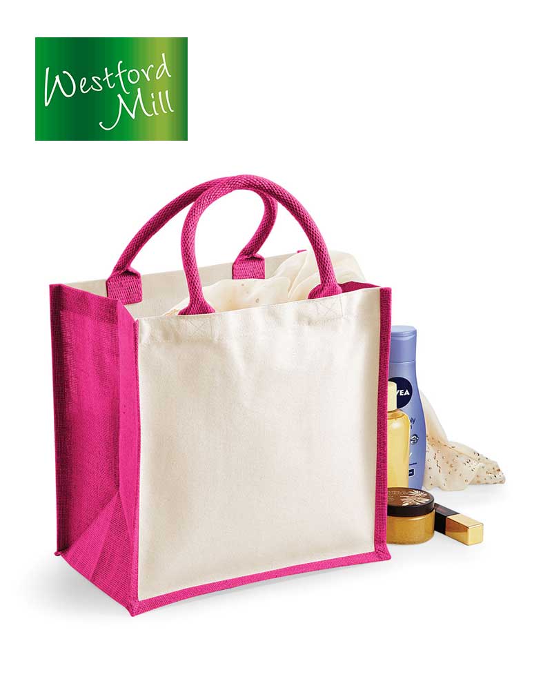 Shopper Bicolore in Juta 30x30x19cm Westford Mill W421 fucsia