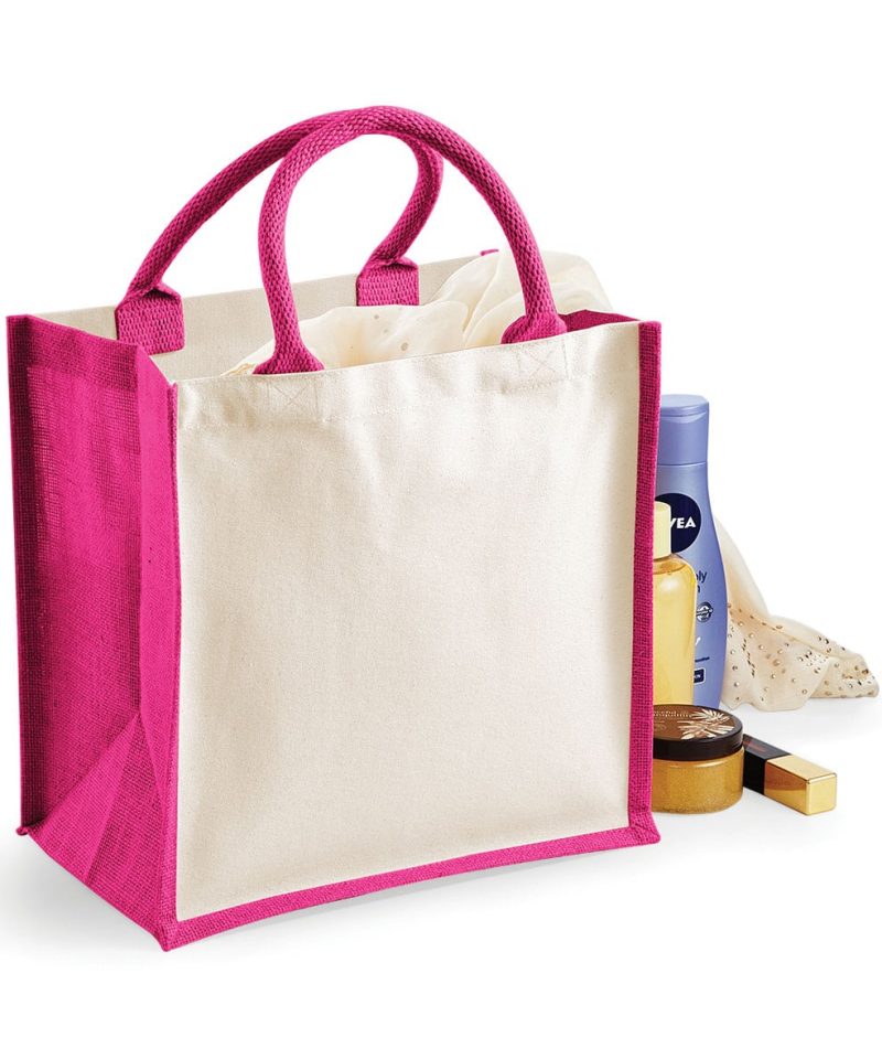 Shopper Bicolore in Juta 30x30x19cm Westford Mill W421 12 Shopper Bicolore in Juta 30x30x19cm Westford Mill W421 fucsia b