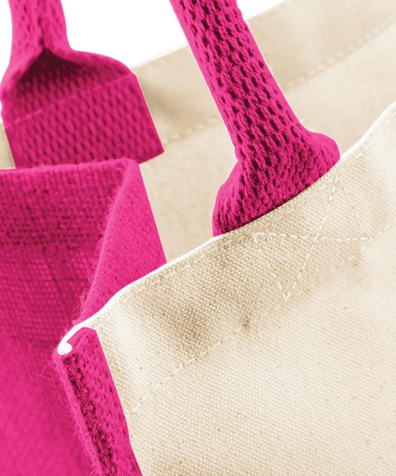Shopper Bicolore in Juta 30x30x19cm Westford Mill W421 14 Shopper Bicolore in Juta 30x30x19cm Westford Mill W421 fucsia dettagli