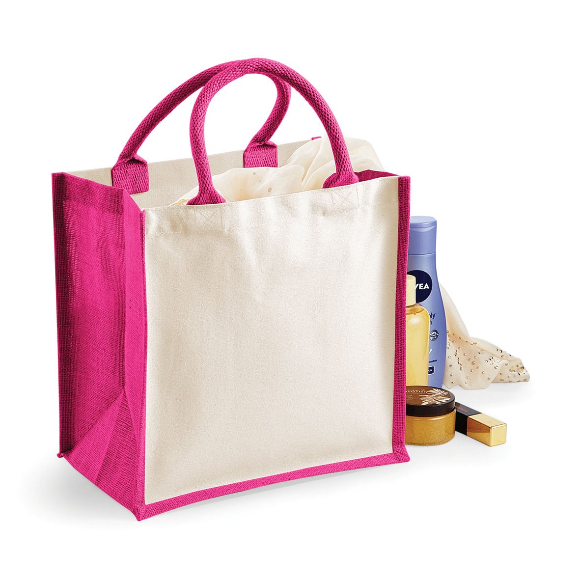 Shopper Bicolore in Juta 30x30x19cm Westford Mill W421 fucsia b