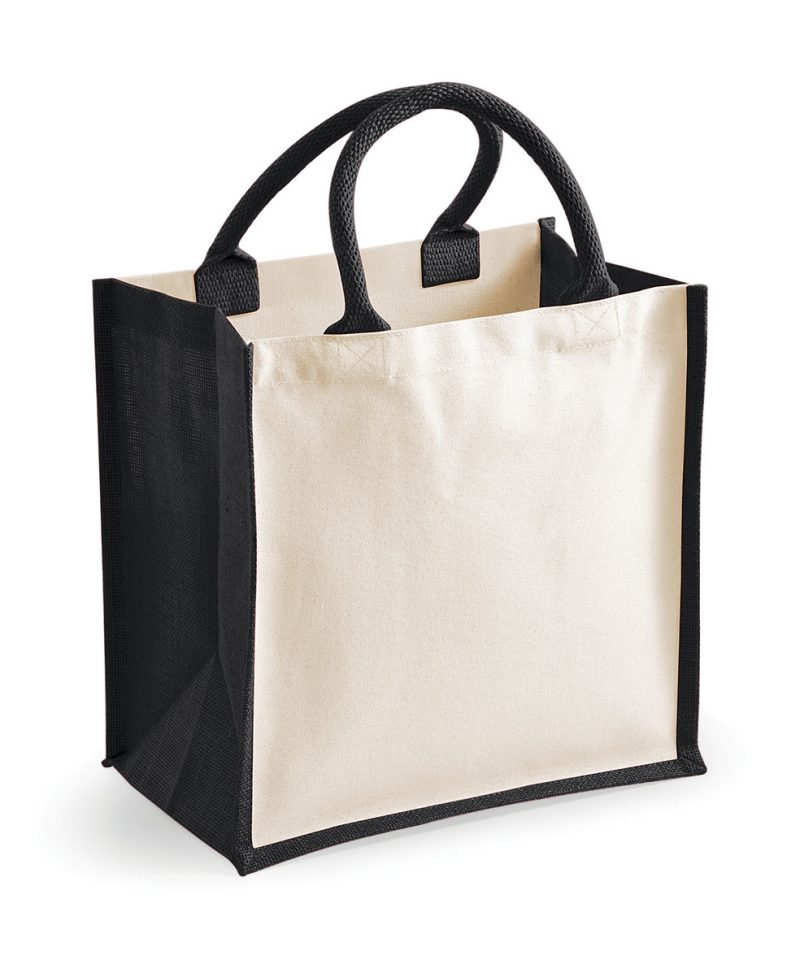 Shopper Bicolore in Juta 30x30x19cm Westford Mill W421 18 Shopper Bicolore in Juta 30x30x19cm Westford Mill W421 nero