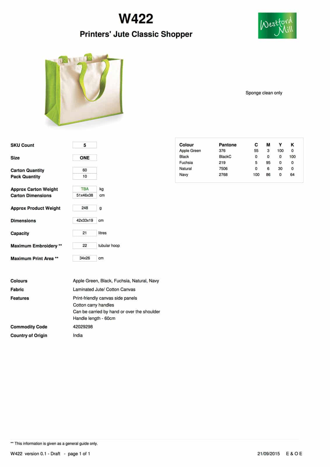 Shopper Bicolore in Juta 42x33x19cm W422 Scheda Tecnica