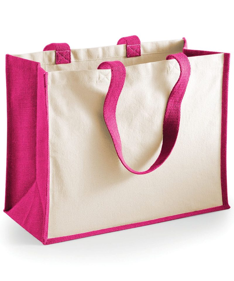 Shopper Bicolore in Juta 42x33x19cm Westford Mill W422 42 Shopper Bicolore in Juta 42x33x19cm W422 fucsia