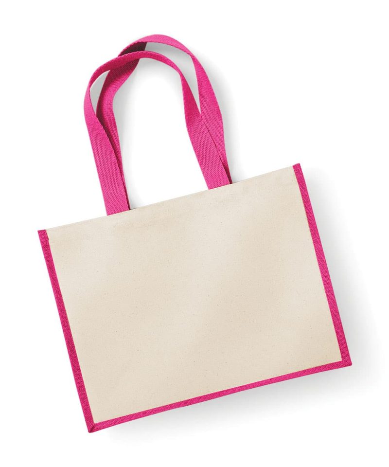 Shopper Bicolore in Juta 42x33x19cm Westford Mill W422 44 Shopper Bicolore in Juta 42x33x19cm W422 fucsia fronte