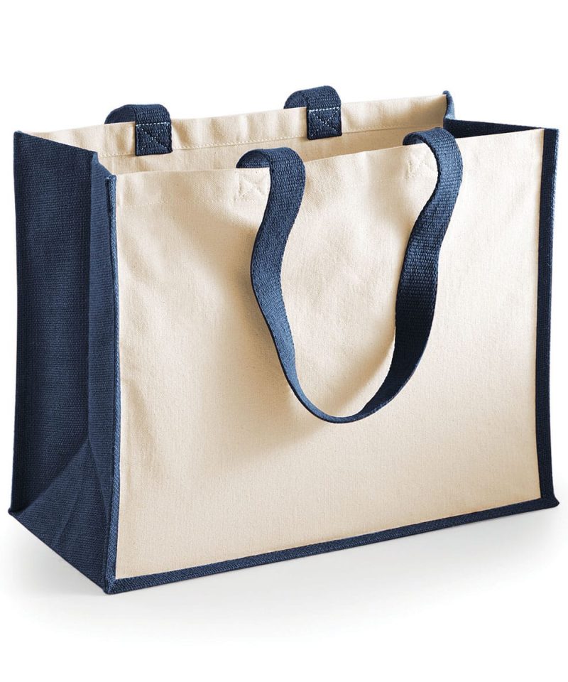 Shopper Bicolore in Juta 42x33x19cm Westford Mill W422 26 Shopper Bicolore in Juta 42x33x19cm W422 navy